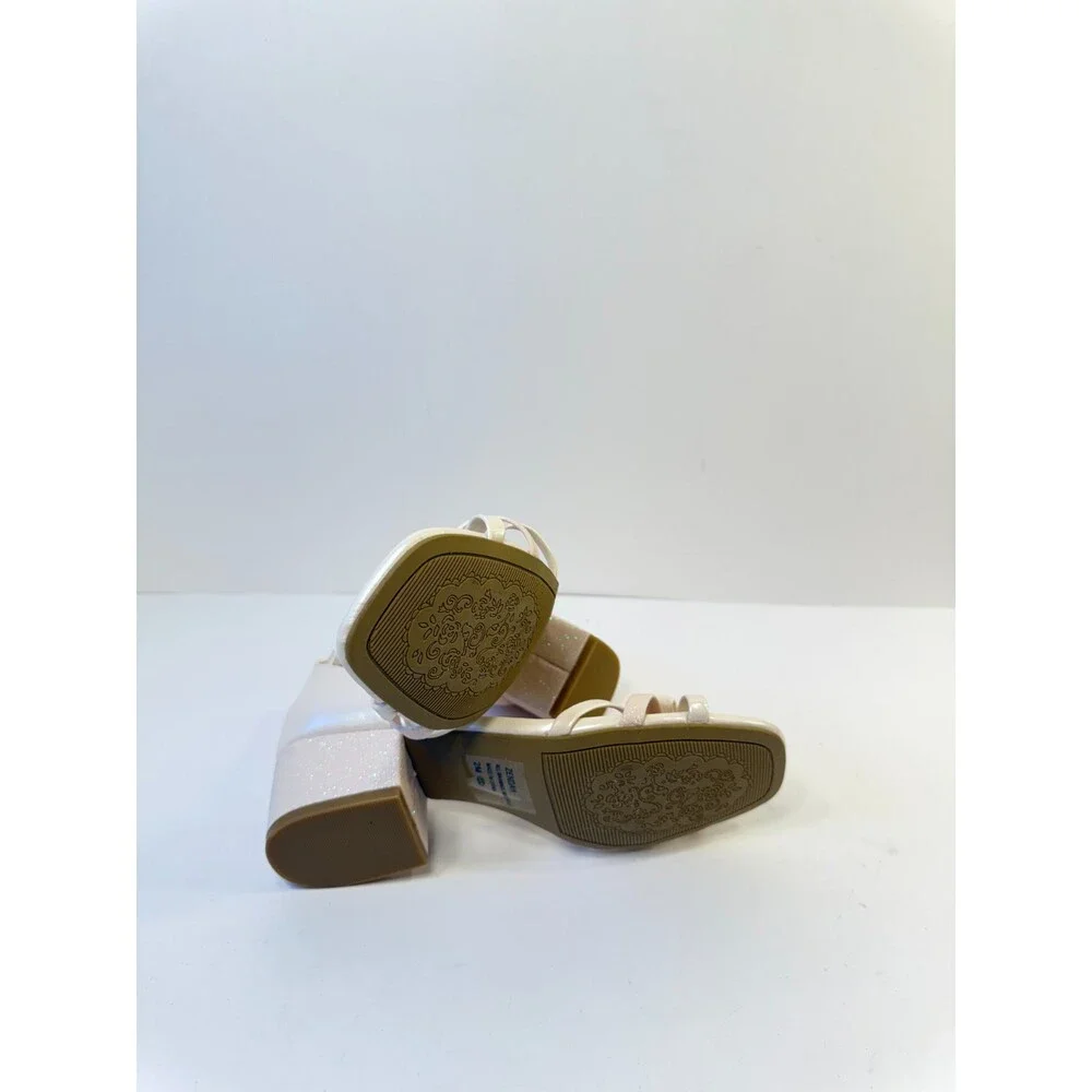 C24. Jellypop Girls Heels Zendah Metallic Block Heel Beige-US 2 YOUTHS